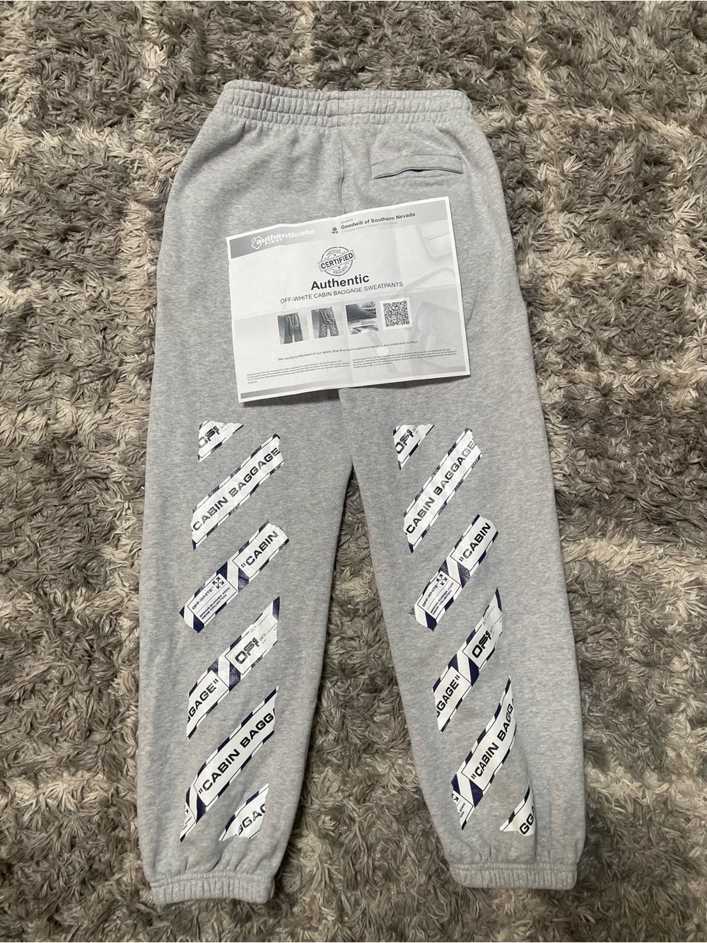 Authentic Off-White Cabin Baggage Sweatpants Grey Spring-Summer 2020
